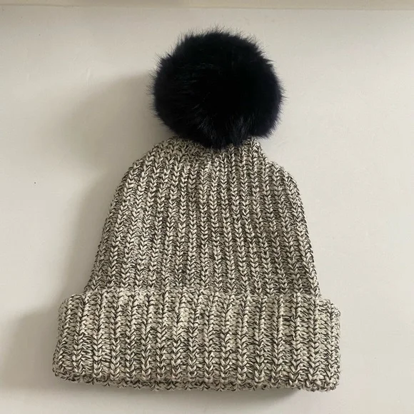 Love Your Melon Grey Knit Beanie with Black Removable Pompom - Picture 7 of 8